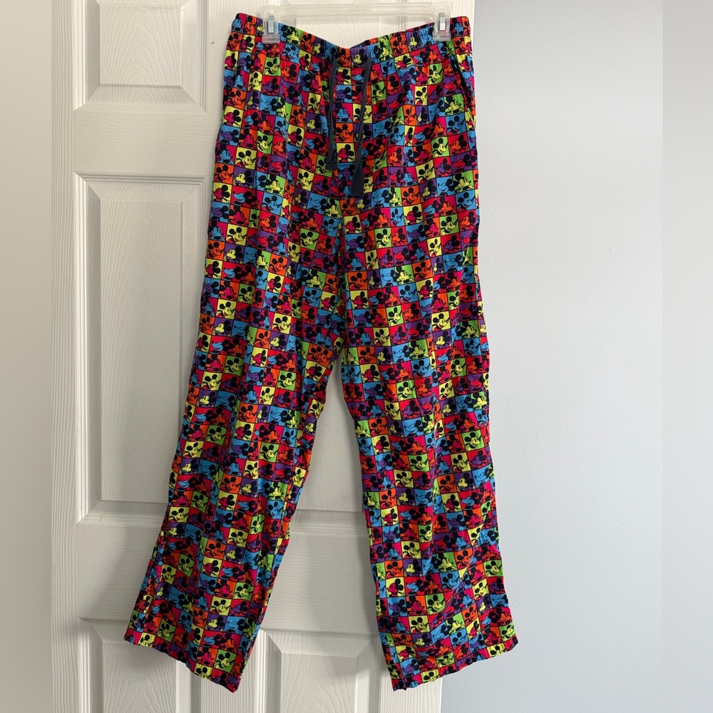 Disney Multicolor Mickey Mouse Checkerboard Pajama bottoms -men/unisex